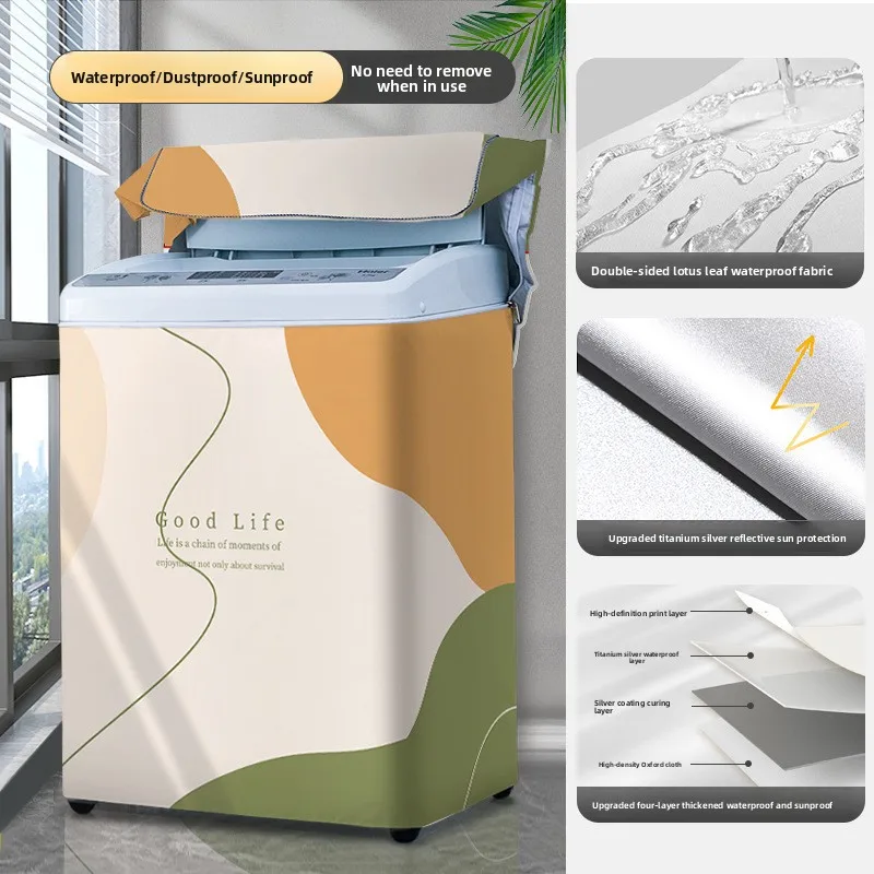 

Nordic Style Waterproof Sun-Proof Washing Machine Cover Dust-Proof Mold-Proof Universal Fit for Small Swan Fully Automatic