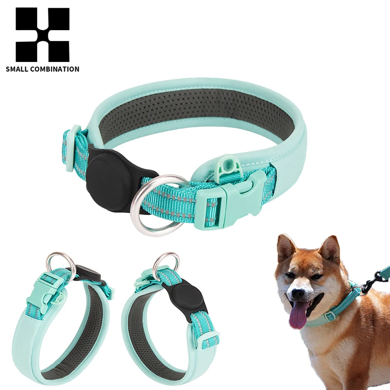 Adjustable Nylon AirTag  cat Dog Collar for Small Medium Large Dog Accessories Collar For Air Tag Tracker Pet Dog Collar