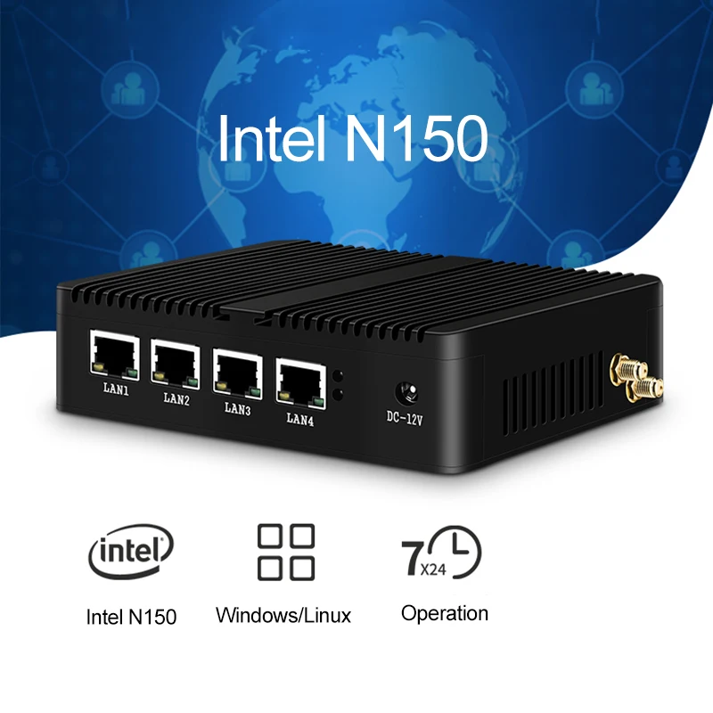 Intel N150 Mini PC Firewall Support Windows Linux Pfsense EXSI 4x Intel-i226V 2.5G Ethernet DDR5 RAM M.2 NVMe SSD Mini PCIe