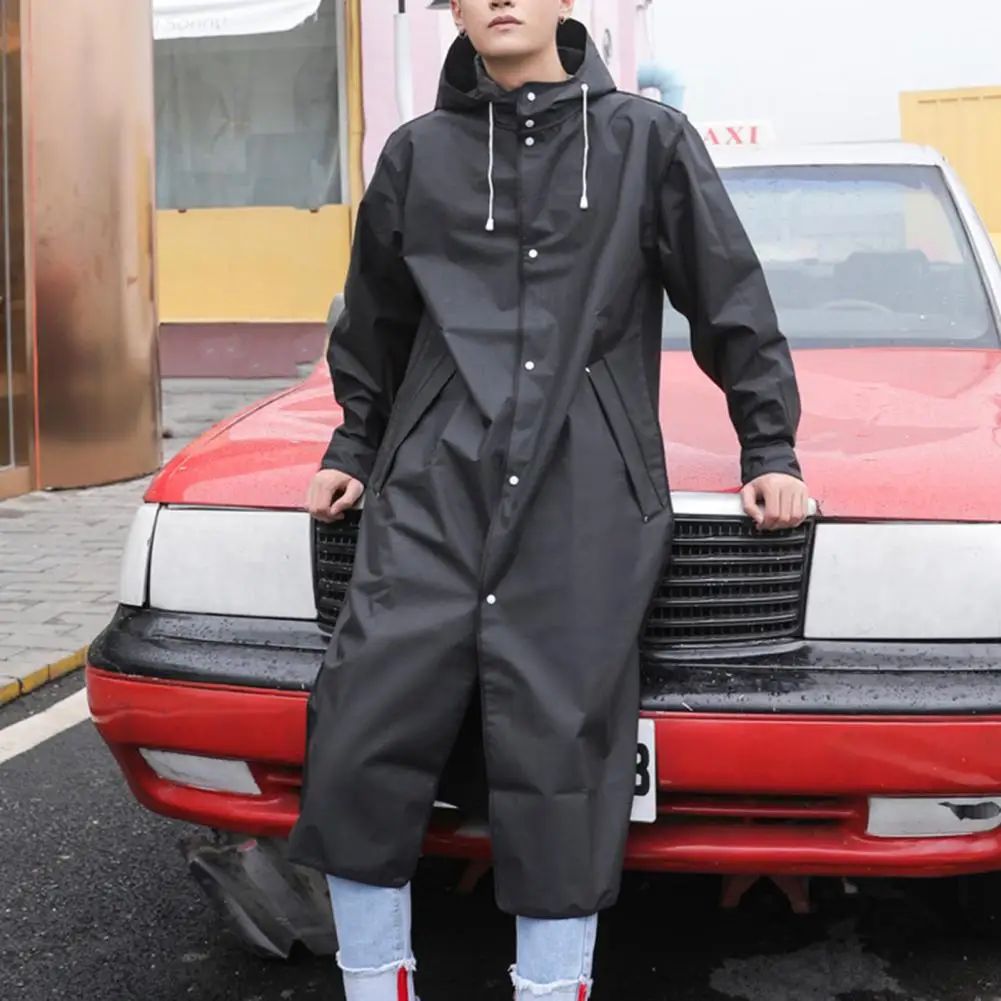 Ventilated Raincoat Men's Waterproof Rain Poncho with Hood Lightweight Long Safety Raincoat with Reflective Stripes Packable