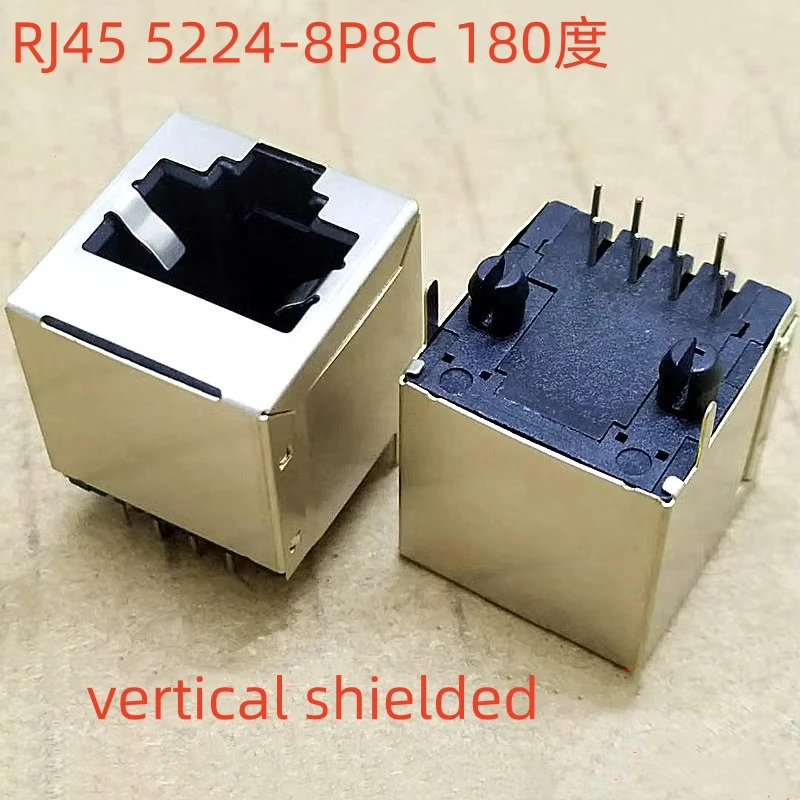 10Pcs RJ45 8P8C 8 Pin Female Socket Jack Connectors PCB Mount Network Ethernet Interface Straight Pin Crystal Head Metal Shell