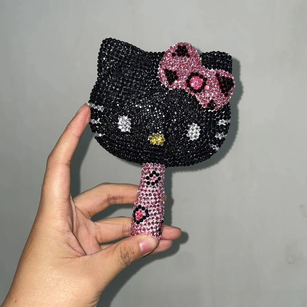 Kawaii Crystal Mirror Shiny Rhinestones Handheld Mirror Girl Birthday Gift Living Room Decoration