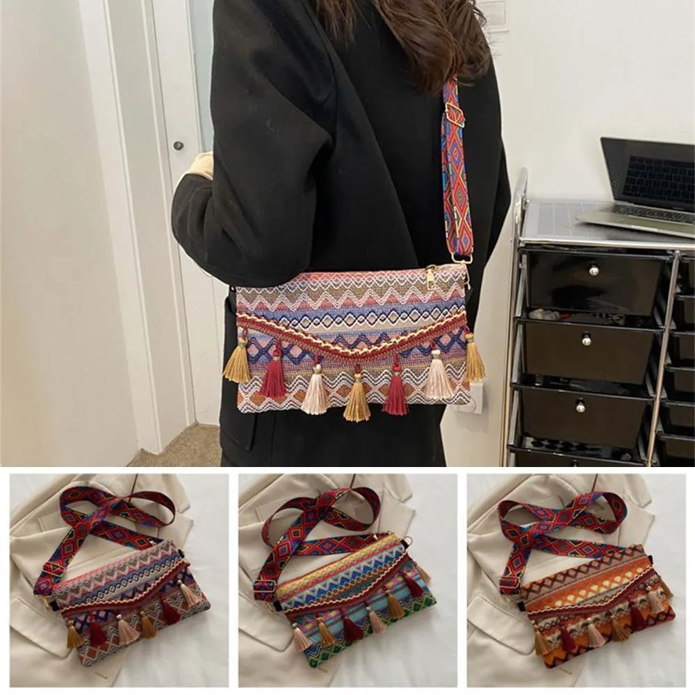 

New Vintage Bohemian Fringe Shoulder Bag Women Tassel Boho Hippie Gypsy Fringed Women's Handbags Open Bag Purses and Handbags