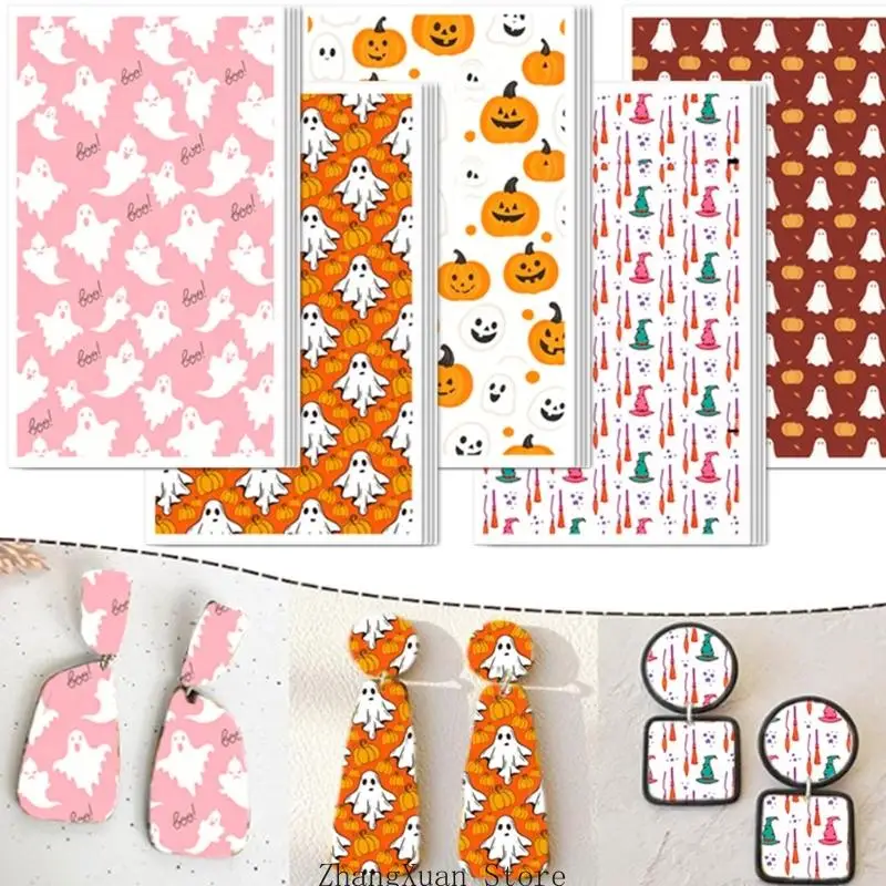 Packung mit 20 wasserlöslichen Halloween-Themen-Tonaufklebern für die Herstellung von Tonohrringen, 3 x – Detail 5