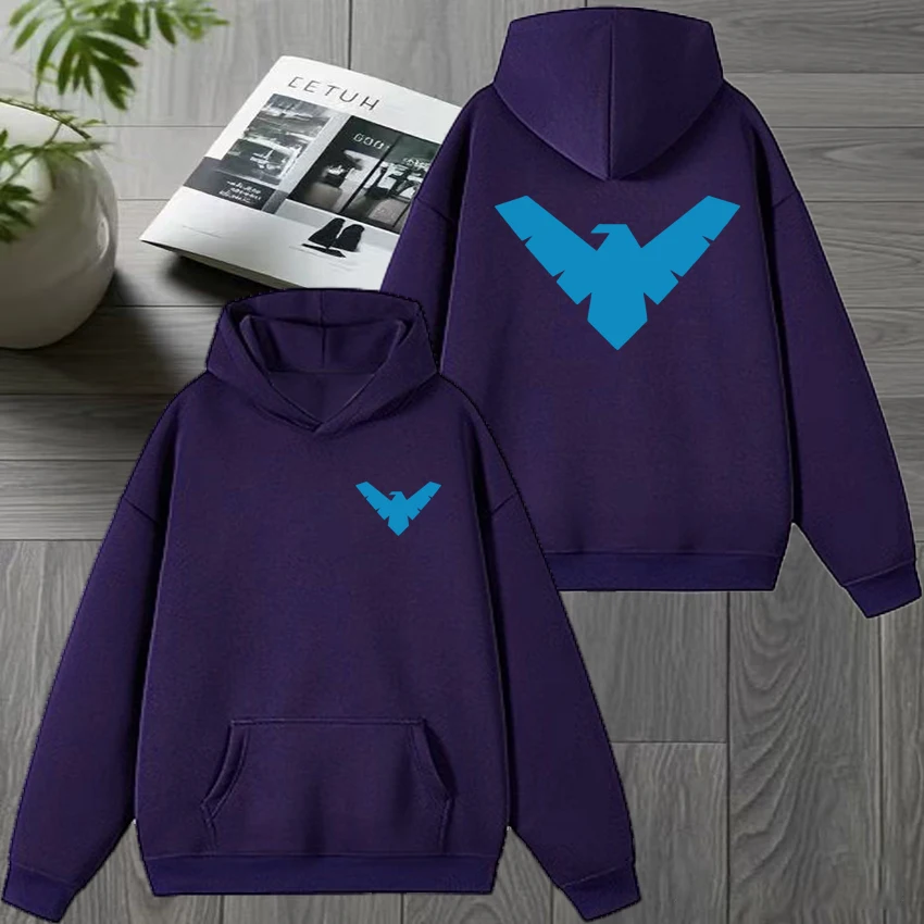 2025 Neuer Persönlicher Nightwing-Druck Herbst-Winter-Hoodie für Männer und Frauen, Harajuku Cartoon Fleece-Sweatshirt, Unisex Fleece-Pullover – Detail 12