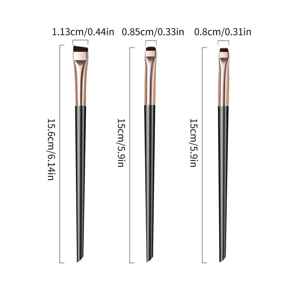 3Pcs/set Eyebrow Eyeliner Flat Fine Eyebrow Brush Precise Detail Brush Under the Eyes Makeup Eyeshadow Applicator Beauty Tool