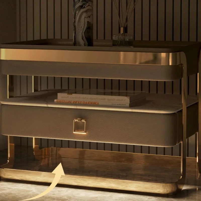 منضدة جمالية بسيطة حديثة بجانب السرير منضدة تخزين إسكندنافية أرضية فاخرة من Mesita De Noche Dormitorio أثاث منزلي #4