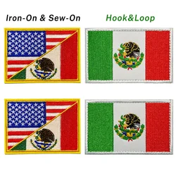 2pcs USA & Mexico Combined Flag Patch, Embroidered Dual-Nation Applique, Iron On/Sew On Emblem