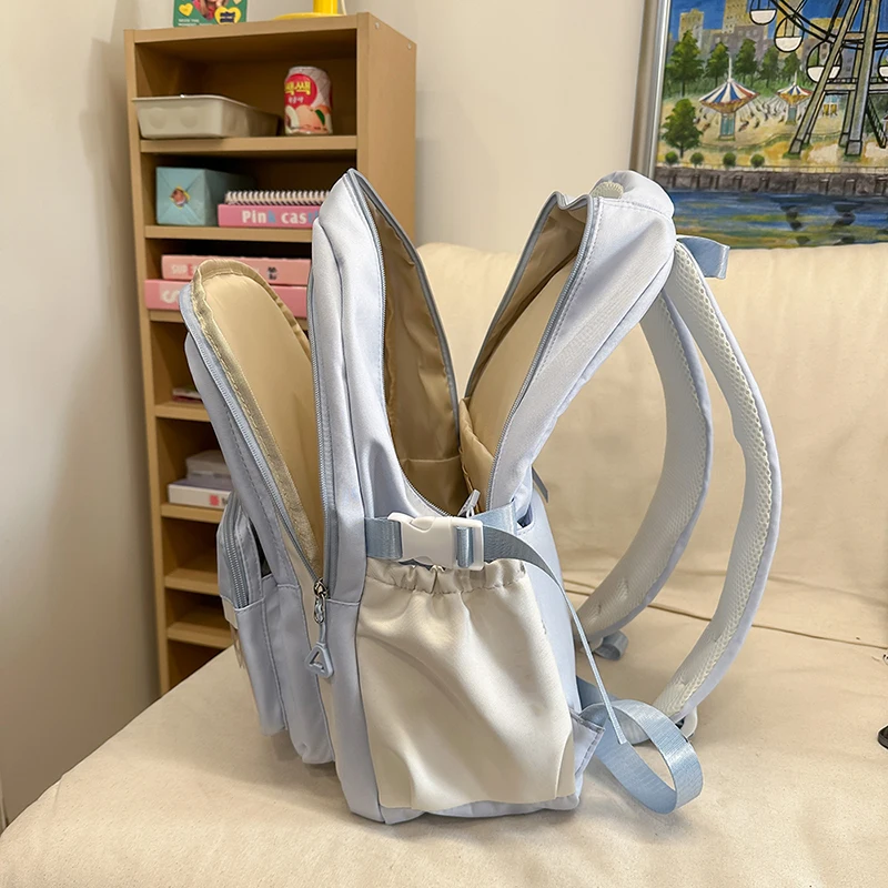Милая девушка информацион 2025 Новая многоэтажная двусторонняя школьная сумка из нейлонового материала с застежкой-молнией Вертикальная квадратная апейская чистая ...
