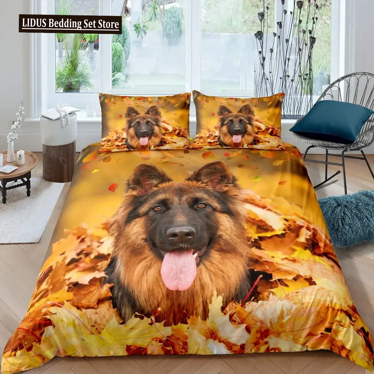 

German Shepherd Duvet Cover Set 3D German Shepherd Puppy Print Bedding Set For Boys Girls Pet Animal Theme Comforter Cover