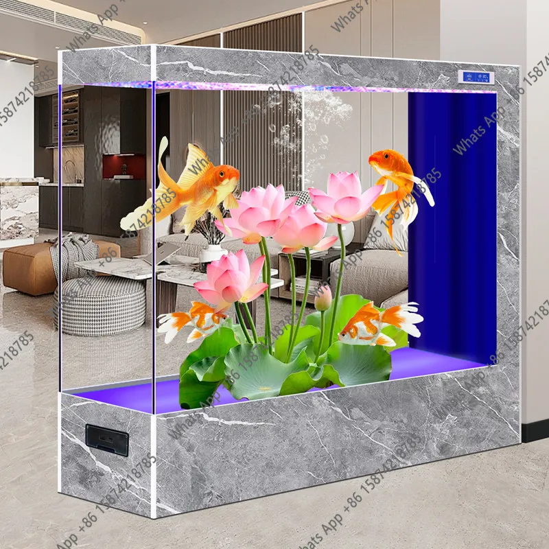 

New fish tank ultra-white glass 2026 medium and large one-button drainage screen partition aquarium living room