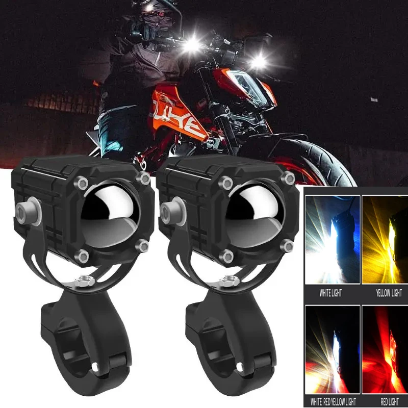 Motorcycle light 60W Motorbike Off-road Front Auxiliary 6000lm 6000k/3000k Super Bright Driving Led Light Headlight 3-Way Switch