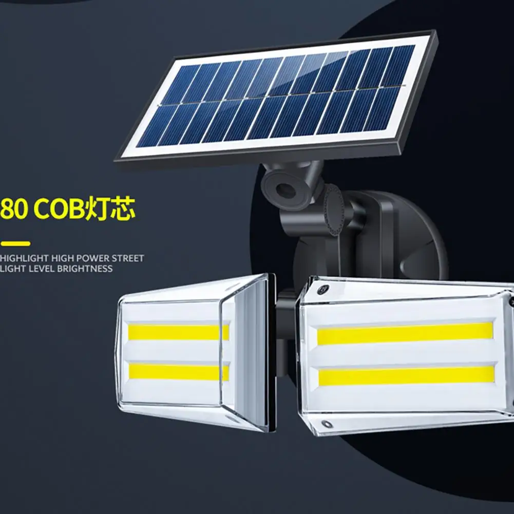 Lámpara Solar de pared para exteriores, accesorio giratorio de doble cabeza, impermeable, con detección humana, para microondas, patio y calle, novedad de 2023