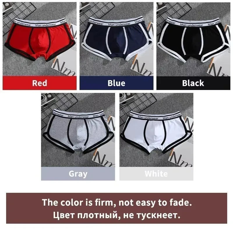 Men Underwear Boxers Cotton Men Panties Breathable Solid Boxershorts Male Mid Waist Underpants Trend Man Shorts Homme Shorts