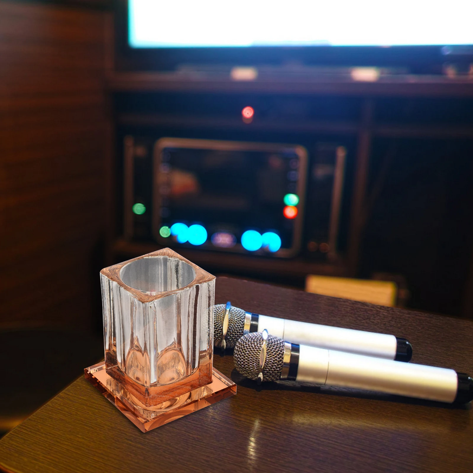

Acrylic Microphone Stand Crystal Rack for Desktop Stable Base Transparent Wireless Compatible KTV Home Use Durable