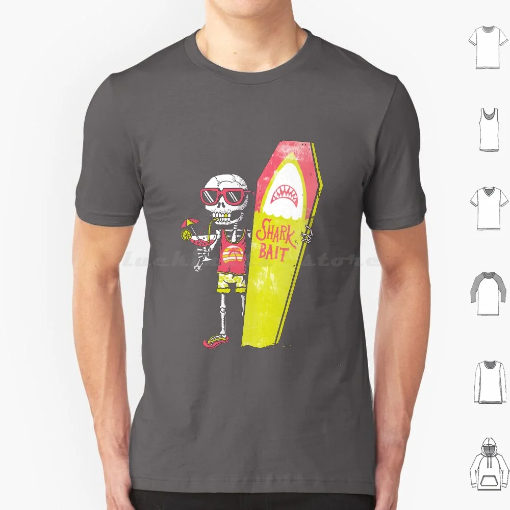 Permanent Vacation T Shirt 6xl Cotton Cool Tee Skull Skeleton Death Grim Reaper Surf Summer Drink Holiday Vacation Tropical