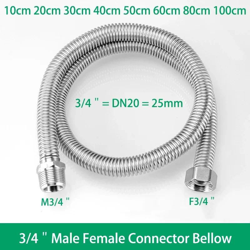 Tubo doccia 10/20/30/40/50/60/80/100cm tubo di prolunga a soffietto 1/2 "3/4" connettore maschio femmina scaldabagno in acciaio inossidabile 304