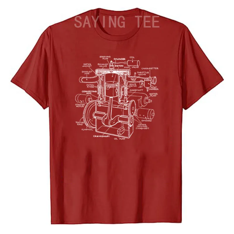 Mechanics Car Engine Pieces Cars Lovers - Muscle Cars T-Shirt Men's Fashion Clothing Carguy Graphic Tee Tops Husband Daddy Gifts