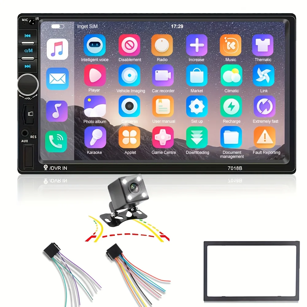 

Car MP5 Player Auto Radio 2 Din Screen FM Radio Car Stereo Radio Receiver Build-in AUX USB SD Support Mirror Link+Rear Camera,