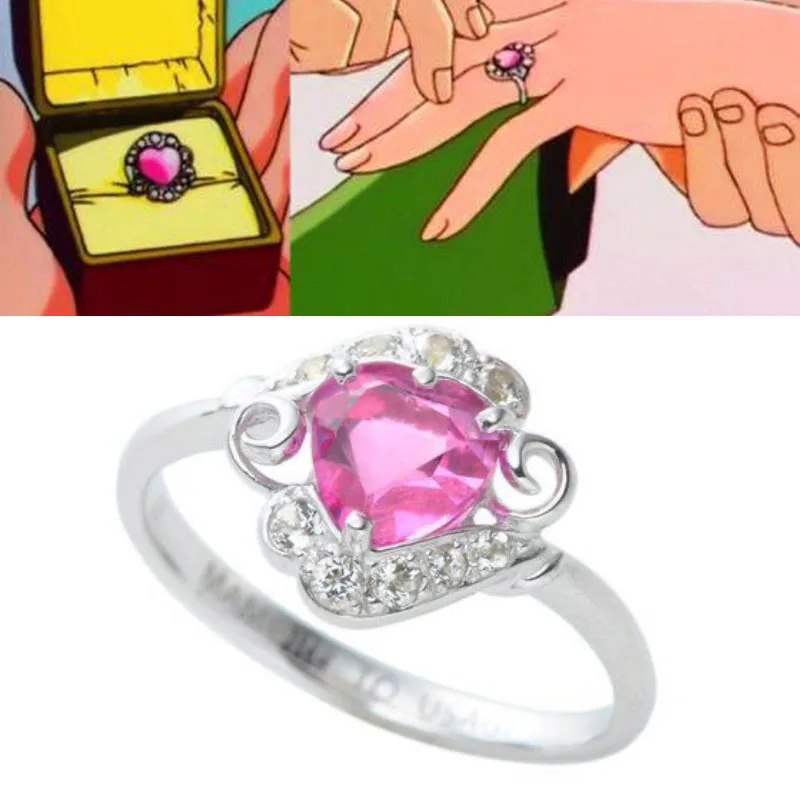 

Кольцо под смокинг с розовым цирконом, маска Usagi, принцесса Чиба Мамору, Аниме Tsukino, регулируемые ювелирные аксессуары, реквизит