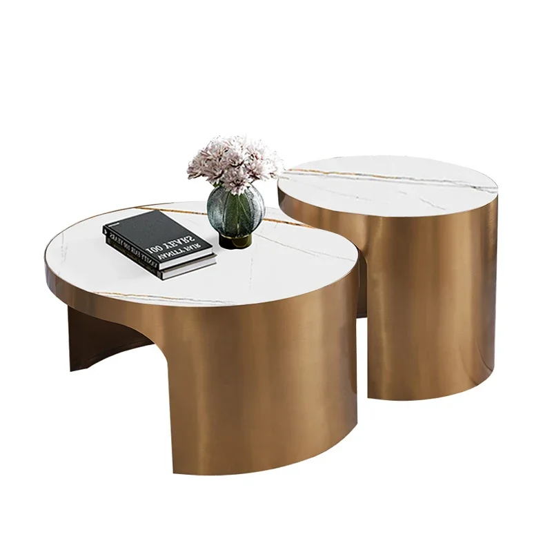 

Легкий роскошный журнальный столик из нержавеющей стали, мебель для гостиной в стиле рок