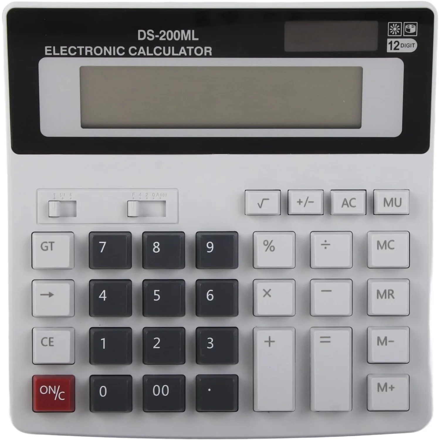 Desk Calculator, 12 Digit Extra Large LCD Display,Touch Comfortable with Big Buttons, Two Way Power Battery and Solar Calculator