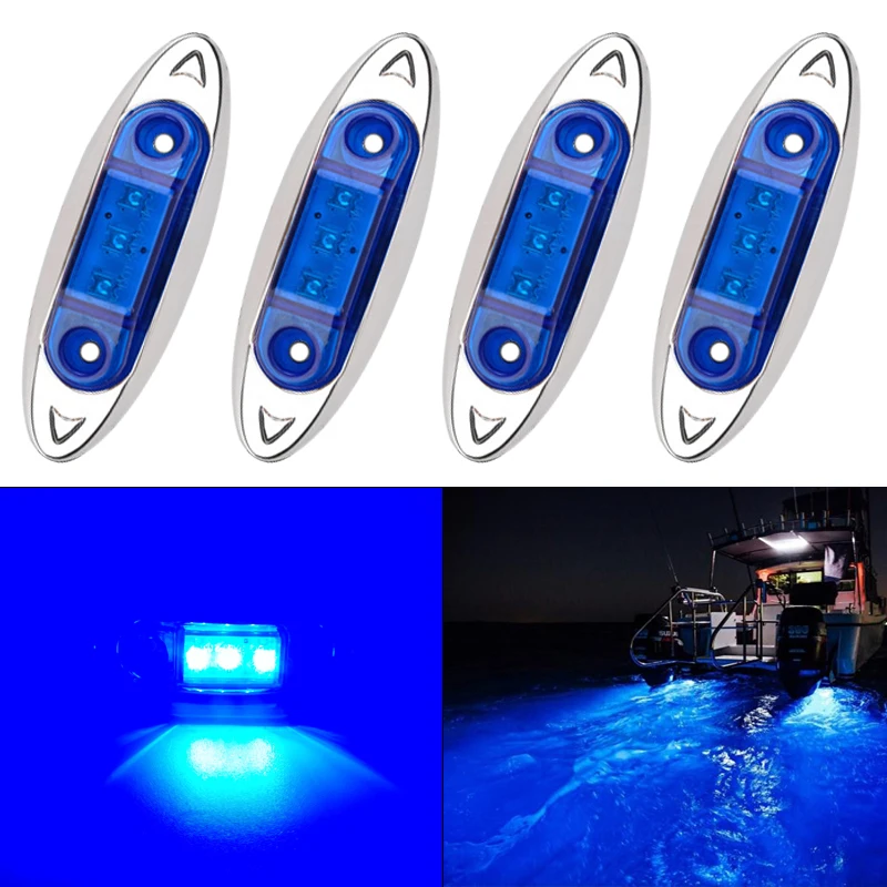 4 stks Marine Boot Verlichting 4 LED Courtesy Lights Cabine Dek Loopbrug Trap Lamp Vrachtwagen Auto Blauwe LED Lamp Auto jacht Boot Accessoires