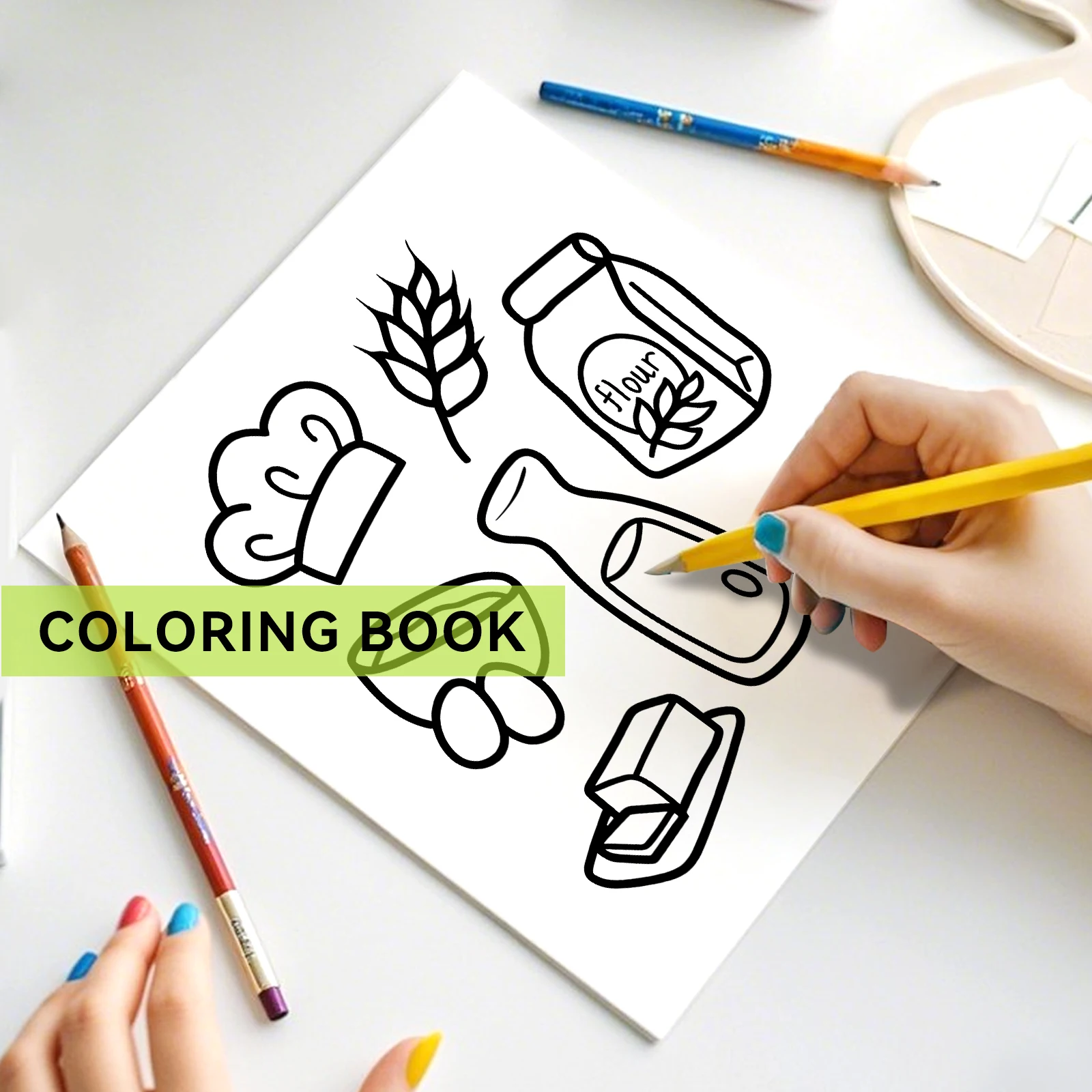 FOOD AND SNACK Coloring Book For Adults Bold And Easy Drinks and Desserts Cute Children Drawing Book for Perfect Gift Birthday