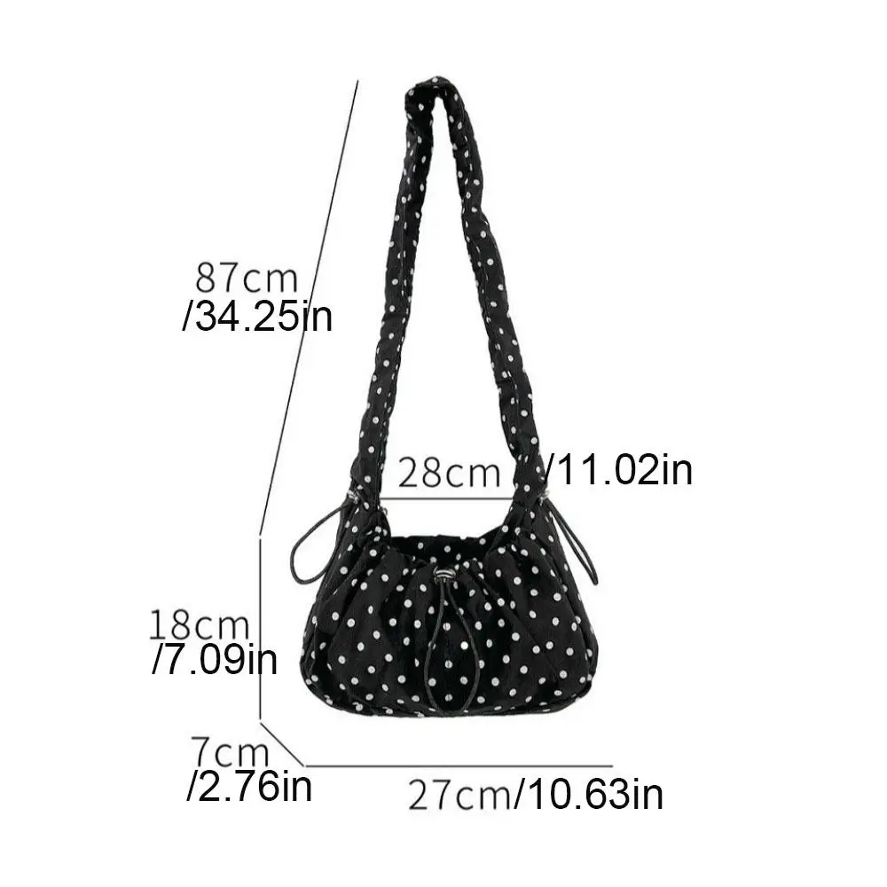 Versatile Polka Dot Underarm Bag Korean Style Lightweight Pleated Strap Tote Bag Dumpling Bag Clutch Purse image 6