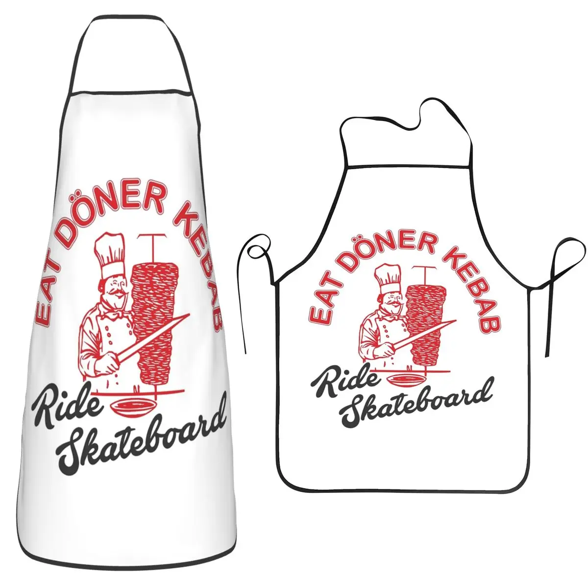 Delantal de cocina sin mangas Eat Doner Kebab Ride Skateboard para hombre y mujer, ideal para cocinar, limpiar la cocina y jardinería.