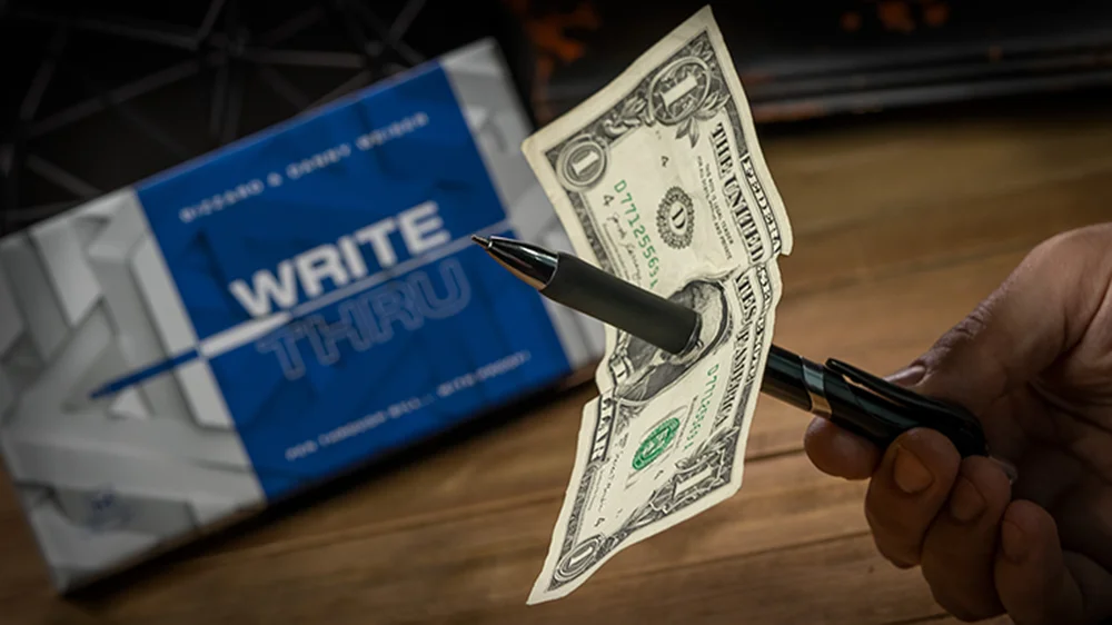 Write-Thru (Gimmick and Instructions) Magic Tricks Close Up Stage Illusions Gimmicks Funny Props Classic Pen Through Bill Effect