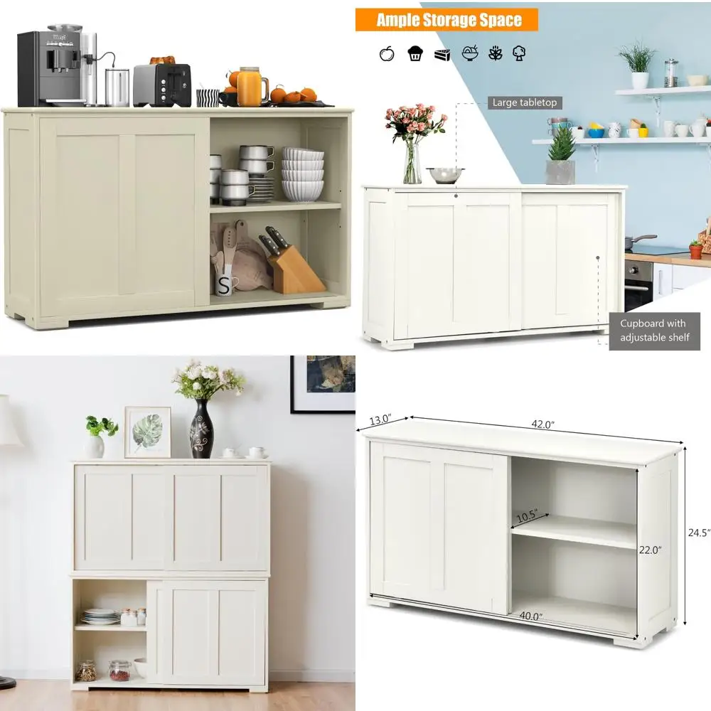 طاولة وحدة تحكم ذات رف قابل للتعديل، وبار قهوة بباب منزلق، وخزانة بوفيه للتخزين، وطاقات غرفة المعيشة، وأثاث موفر للمساحة S