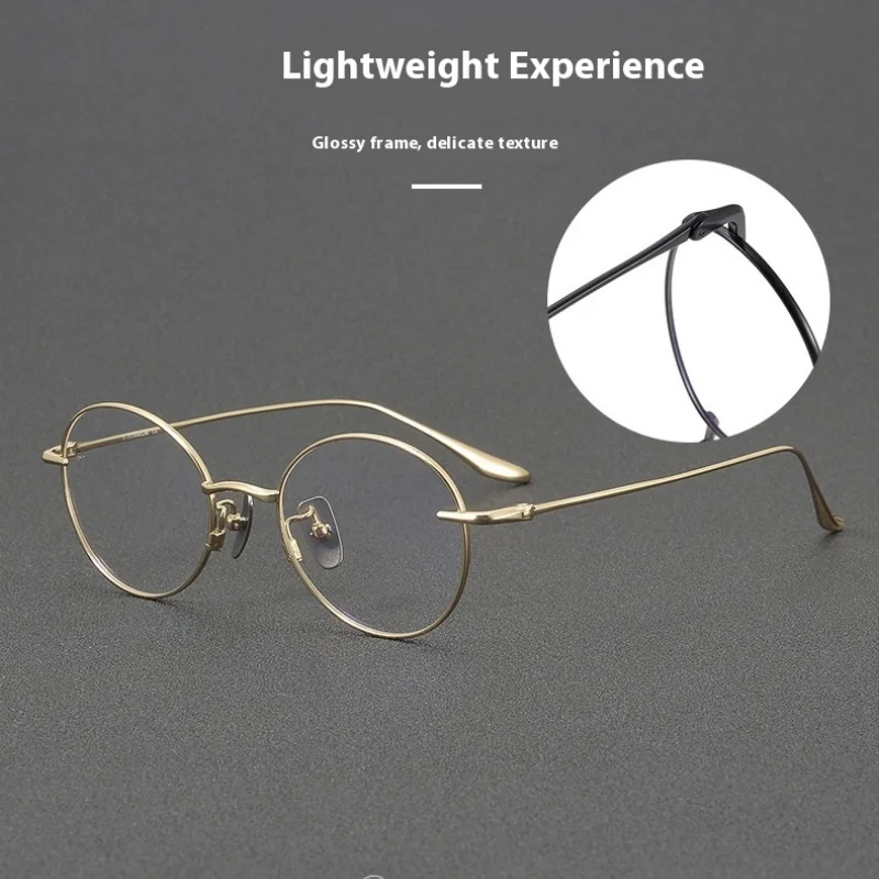 High-quality Simple Eyeglass Frame Brand Pure Titanium Circular Glasses Comfortable Prescription Medical Myopia Eyeglass Frame