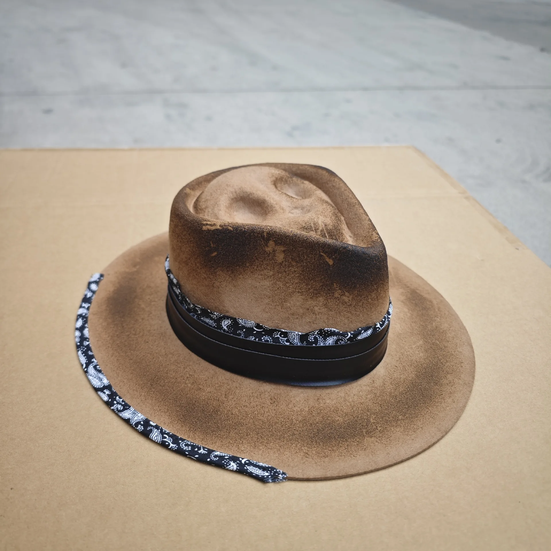 قبعة جمجمة من الصوف الخالص، قبعة من الصوف بنمط عتيق #5