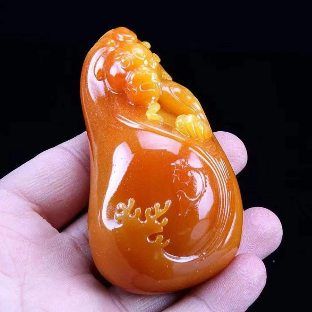 

Figurines Hand-Carved Statue Chinese Natural Shoushan Stone Jade Statue Ornament Feng Shui Wealth Collection Crafts Home decor