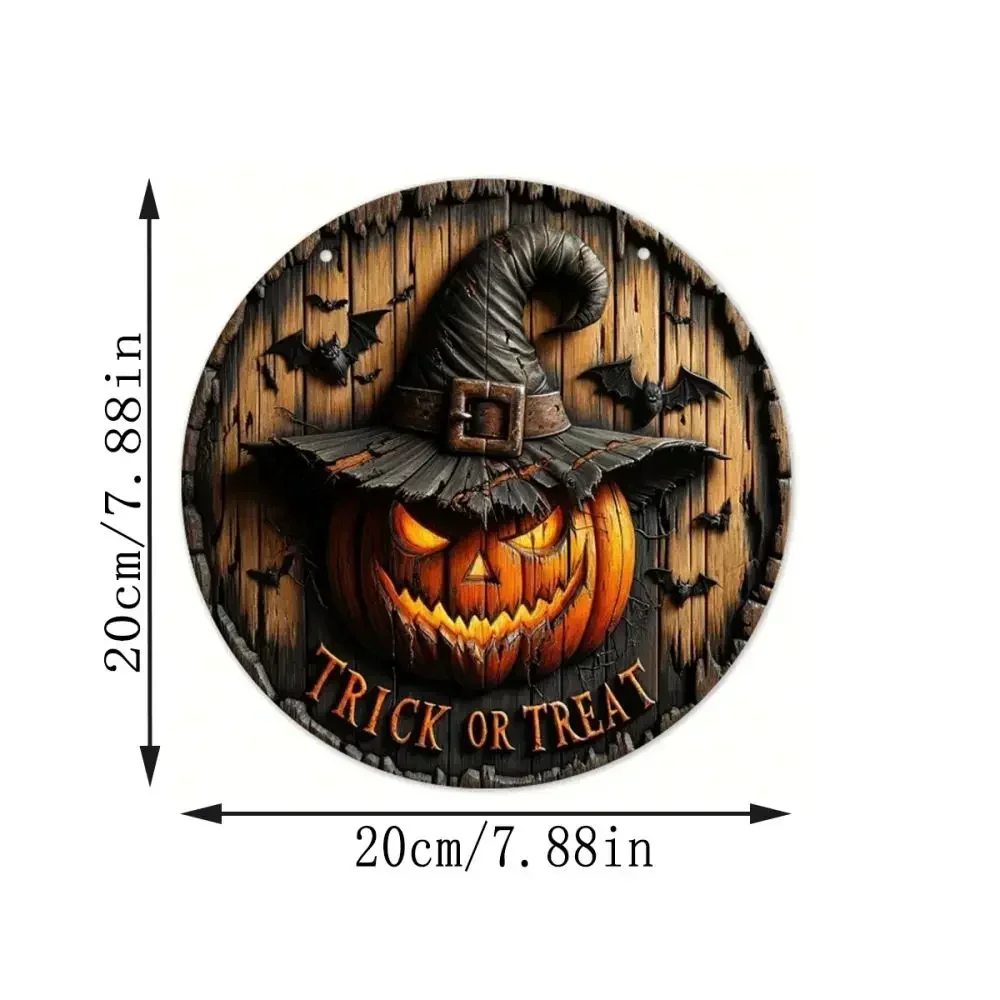 Halloween Wooden Wreath Logo Retro Pumpkin Head Horror Art Decoration Home Garden Courtyard Wooden Hanging Pendant Outdoor Props