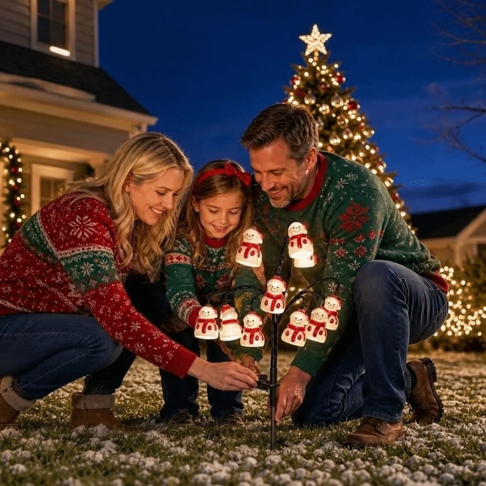 Solar Powered Santa Claus Ground Stake Lights Weatherproof Eco-Friendly Christmas Solar Tree Stake Lights Auto-On PET