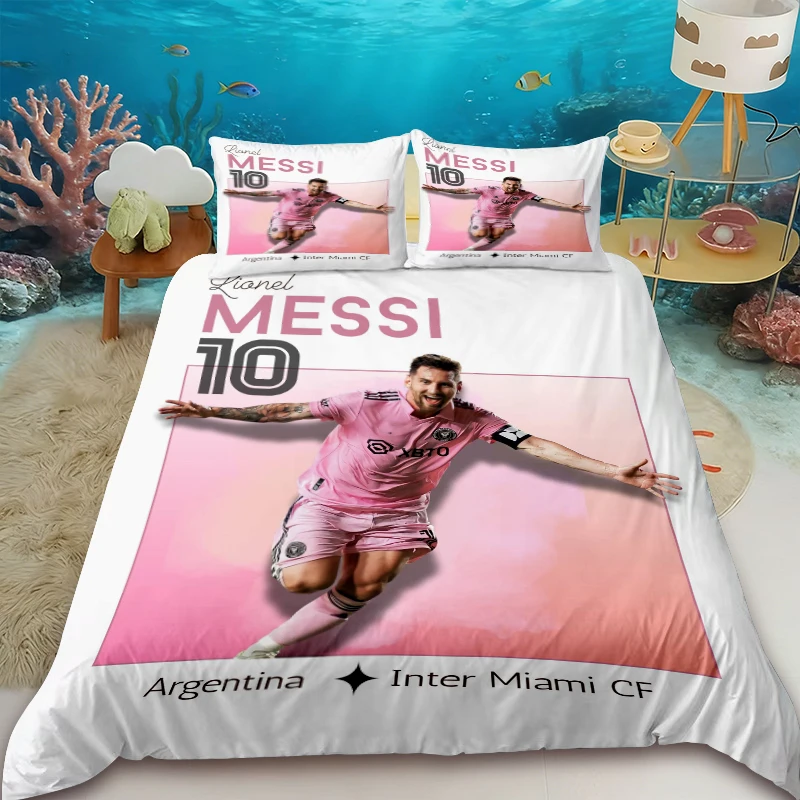 

Duvet Cover Lionel Messi Football Superstar Bedding Set Printed Duvet Cover Bedding Set Soft King Full Size Bedding Set for Boy