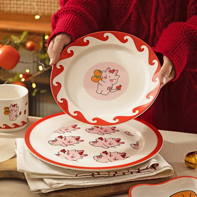 

Longteng New Year Gift Tableware Ceramic Dishes Household 2023 New Rice Bowl Dish Plate Dinner Plate