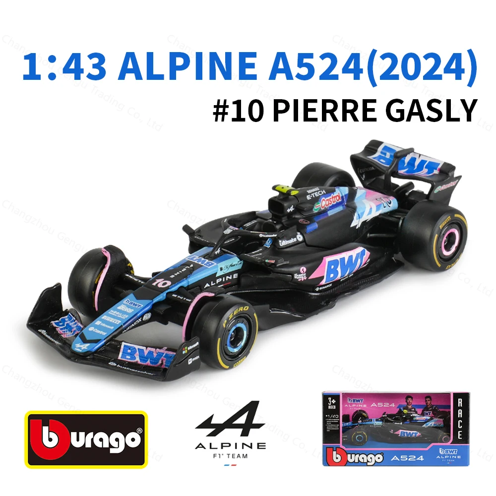 Bburago 1:43 BWT Alpine 2024 A524 #10 #31 F1 Racing Formula Car Static Simulation Diecast Alloy Model Car