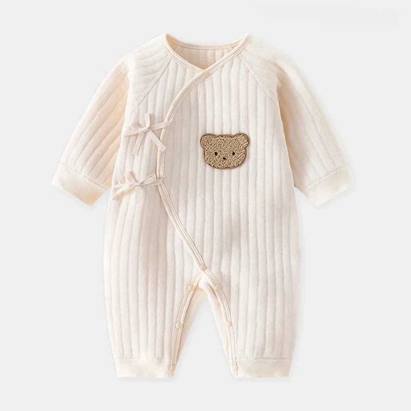 New Autumn Winter Long Sleeve Body Suit & One Piece Thick Bear Romper Baby Clothes  Infant Girls Coat Cotton Jumpsuit