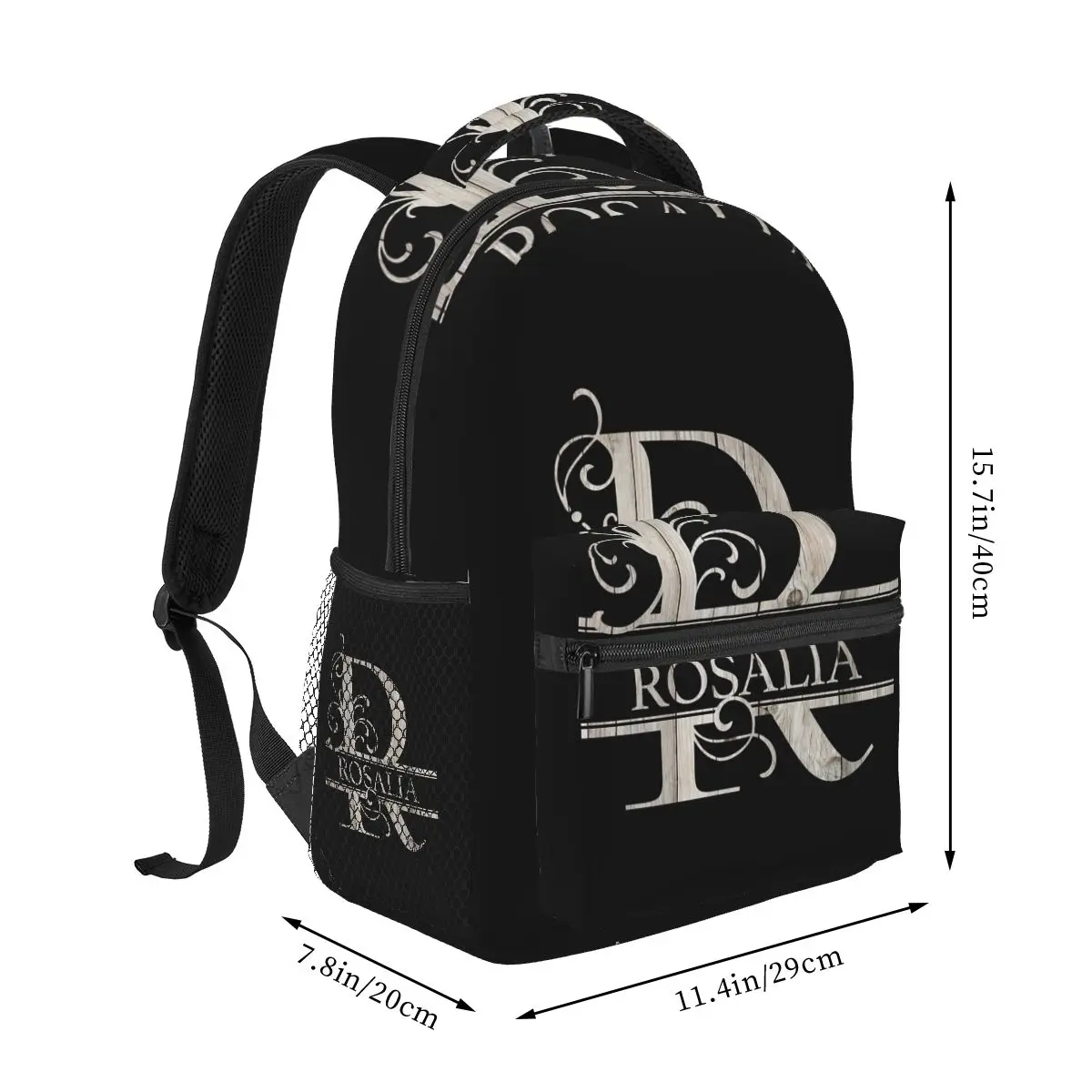 Rosalia Name Wood Style Monogram Letter R Backpack Hot Sale Daypack Kids BookBag School Bag Shoulder Bags for Men Women