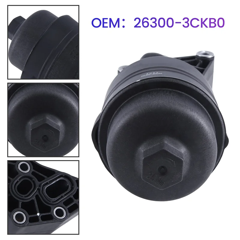 

1 Piece 26300-3CKB0 Car Oil Filter Housing Assembly Black ABS Automotive Supplies For HYUNDAI GENESIS 3.8L 2015-2016