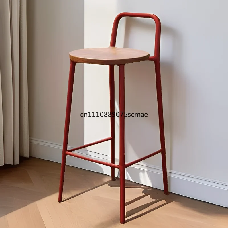 Nordic Modern Simple Outdoor Bar Chair Home Bar Stool, Backrest Leisure High Stool