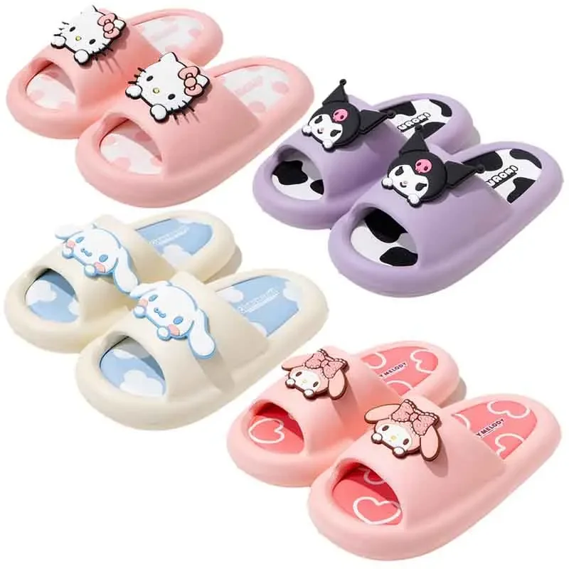 MINISO Anime Sanrio Cinnamoroll Kuromi Melody Hello Kitty bambini bagno antiscivolo scarpe con suola morbida sandali dei cartoni animati pantofola