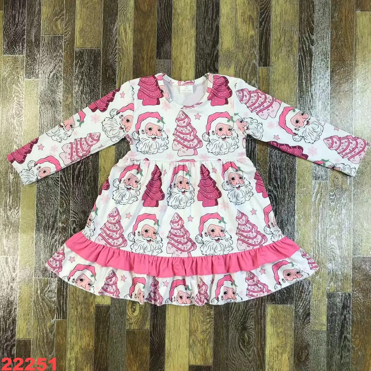 Vestido rojo de otoño de Papá Noel de dibujos animados para niñas, ropa dulce para exteriores para bebés, ropa para niños de 0 a 16 años