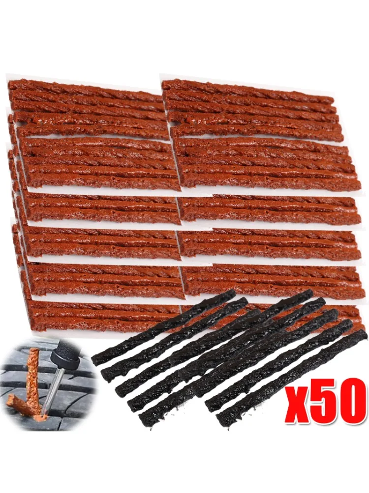 Bandes mixtes de réparation de pneus, 10 à 50 pièces, colle à remuer pour crevaison de pneus, voiture d'urgence, moto, vélo, réparation de pneus, bandes en caoutchouc