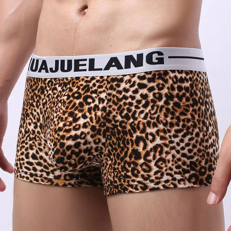 

Sexy Leopard Print Mens Underwear Boxershorts Male Low Waist Panties U Convex Penis Pouch Slips Man Underpants Cueca Hombre