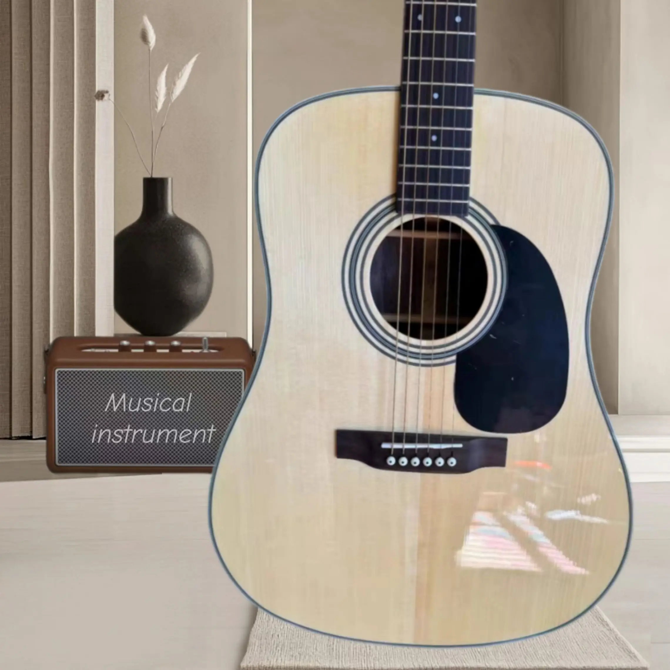 Star Products Natural Wood D-28 Acoustic Guitar Spruce Top Exquisite Instrument Bone Nut Accessories Upgraded for Professional Performance