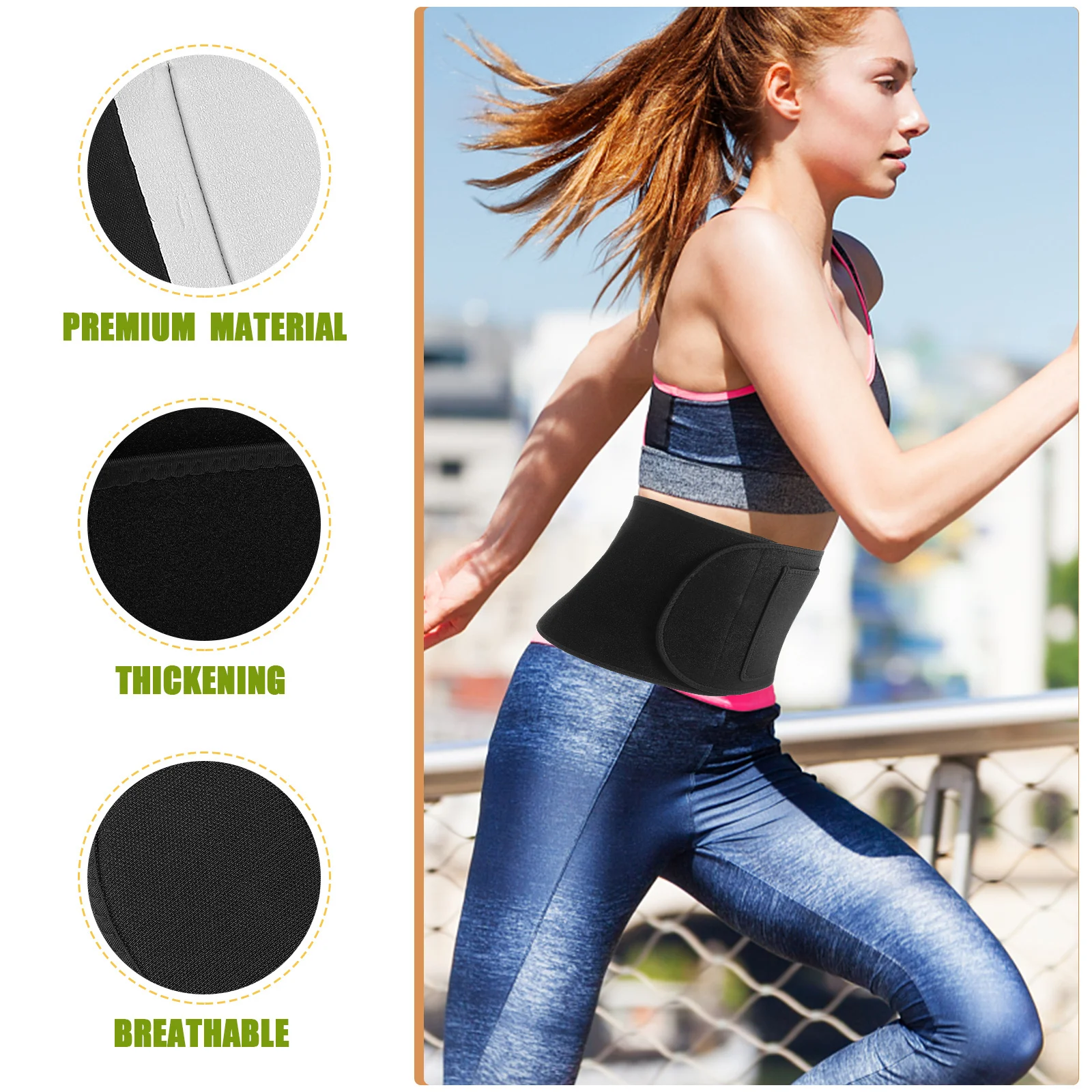 

Waist Trimmer Belt for Women Premium Breathable Sports Waist Trainer with Sweat Absorption Quick Dry Lumbar Support for Running